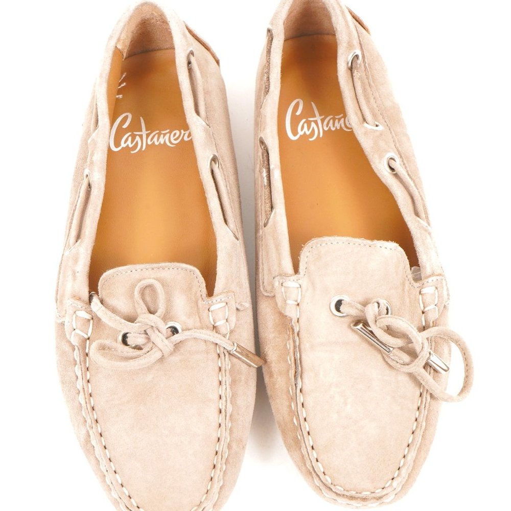 CASTANER TAUPE SUEDE STRING DRIVING MOCCASINS 36